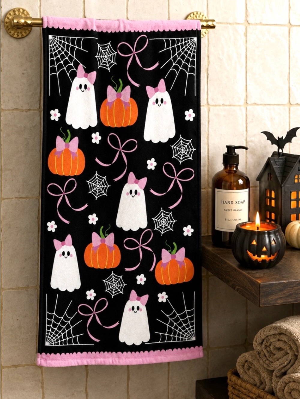 HALLOWEEN GHOST PLUSH BATH TOWEL GIRL CORE COQUETTE SOFT 100% COTTON KASSAFINA